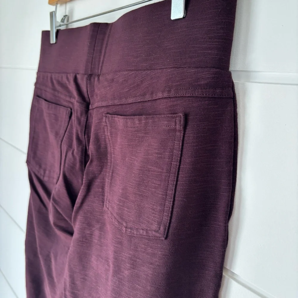 Matty M Women Slub Ponte Stretch Legging Pants With Pockets Deep Burgundy Large